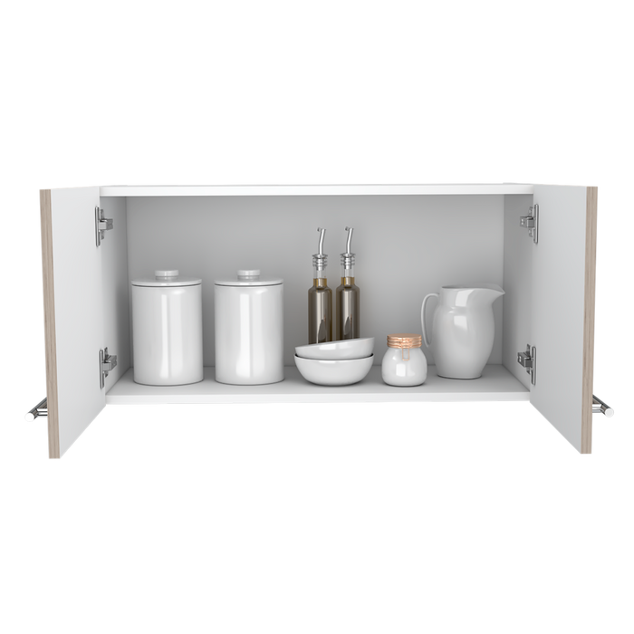 Mueble Sobre Campana Shope, Beige y Blanco, con Dos Puertas