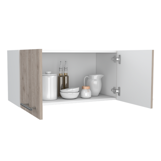 Mueble Sobre Campana Shope, Beige y Blanco, con Dos Puertas