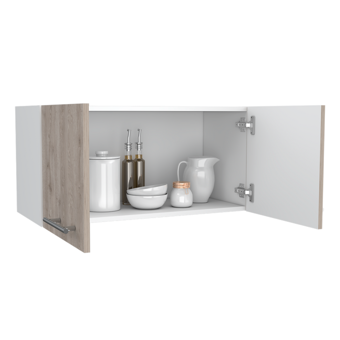 Mueble Sobre Campana Shope, Beige y Blanco, con Dos Puertas