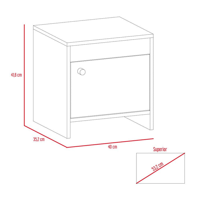 Mesa de Noche Tutto, Chocolate y Blanco, con Un Cajón Amplio Ideal Para Espacios Pequeños