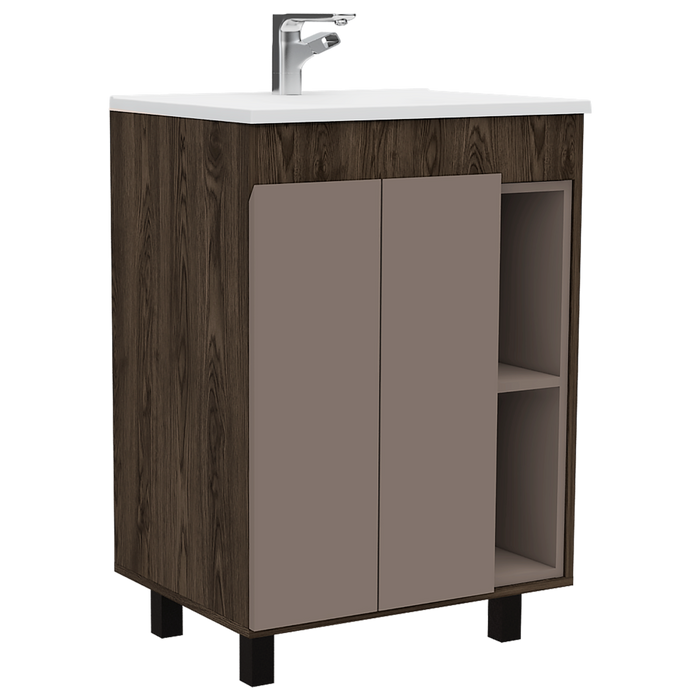 Mueble Lavamanos Meka, Cognac y Cocoa, Incluye Lavamanos