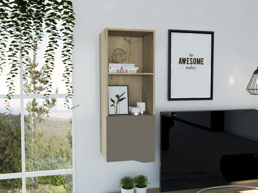 Mueble Flotante Sahara, Café Claro y Cocoa, con Tres Entrepaños