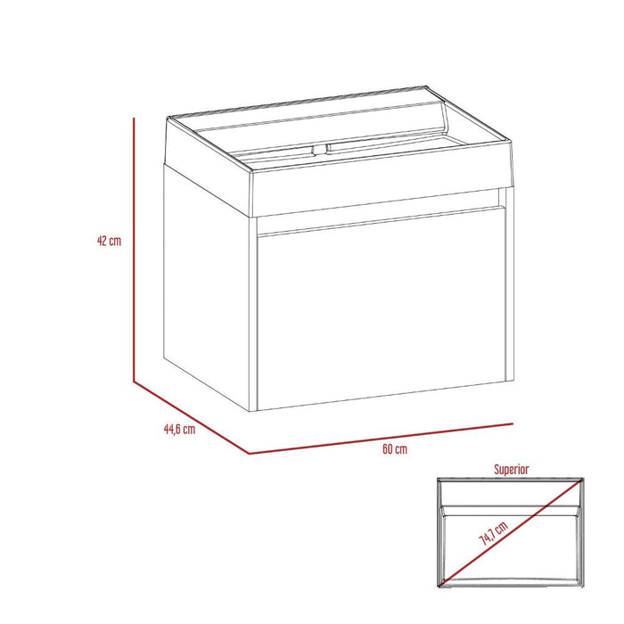 Mueble Lavamanos Fussion, Avellana, con Espacio Para Ubicar Objetos de Aseo