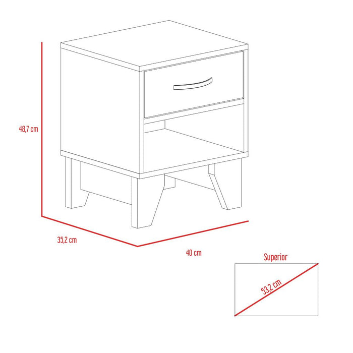 Mesa de Noche Atriz, Caoba, con Un Cajón y Un Entrepaño