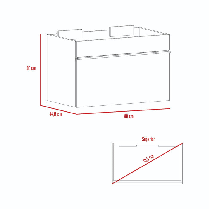 Mueble Lavamanos Celey, Gris, con Amplio Cajón Para Guardar Objetos de Aseo