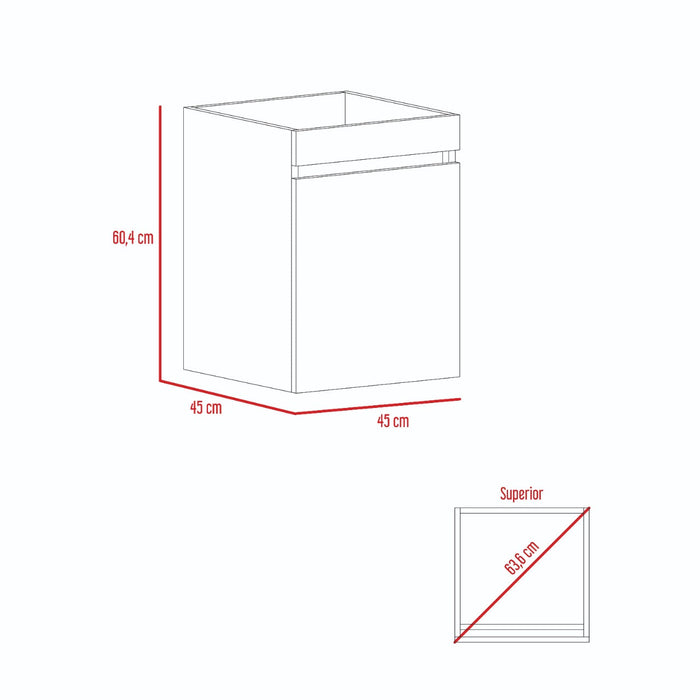 Mueble Lavamanos Gyda, Humo, con Amplio Cajón Para Guardar Objetos de Aseo