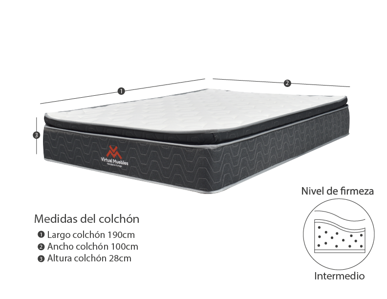 Combo Para Habitación Oriel, Incluye Base Cama Sencilla y Colchón