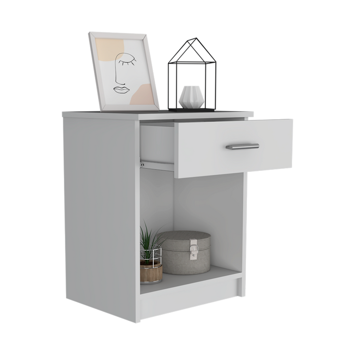 Mesa de Noche Bonaire color Blanco Vainilla para Habitación.