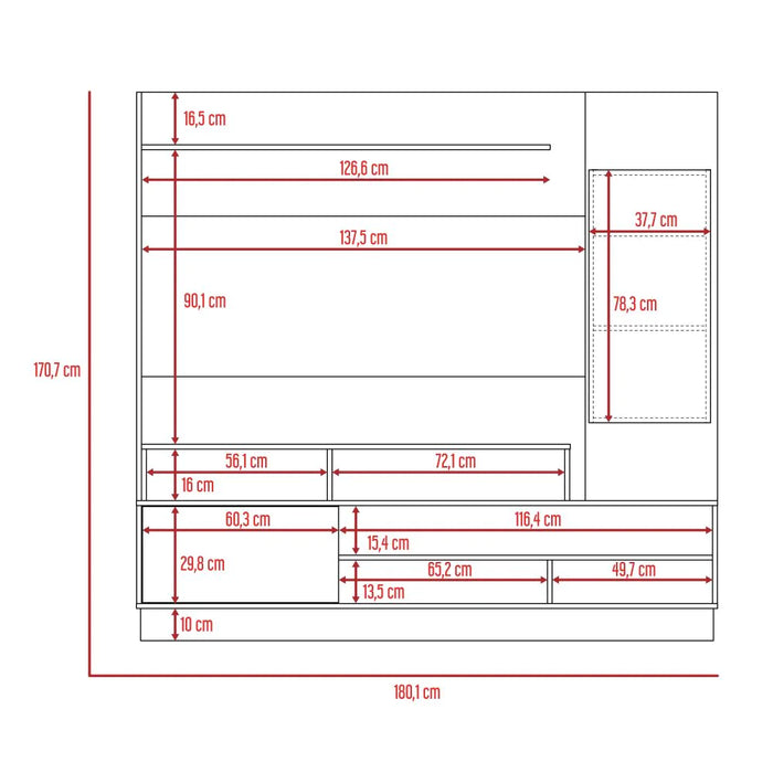 Mesa para tv maku, café claro y plata, con capacidad para televisor de 60 pulgadas