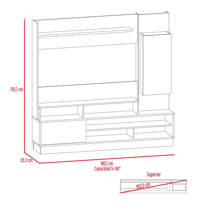 Mesa para tv maku, café claro y plata, con capacidad para televisor de 60 pulgadas