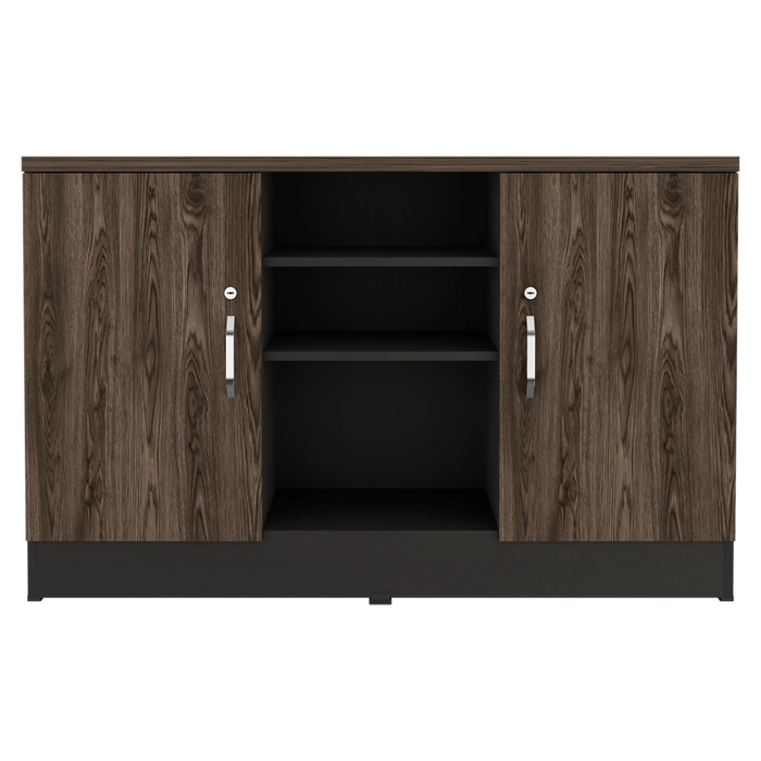 Mueble Auxiliar Recibidor Basic, Negro Soft y Chocolate, con Dos Puertas Batientes