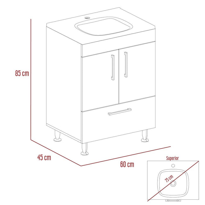 Mueble Lavamanos Homer color Wengue Para Baño.