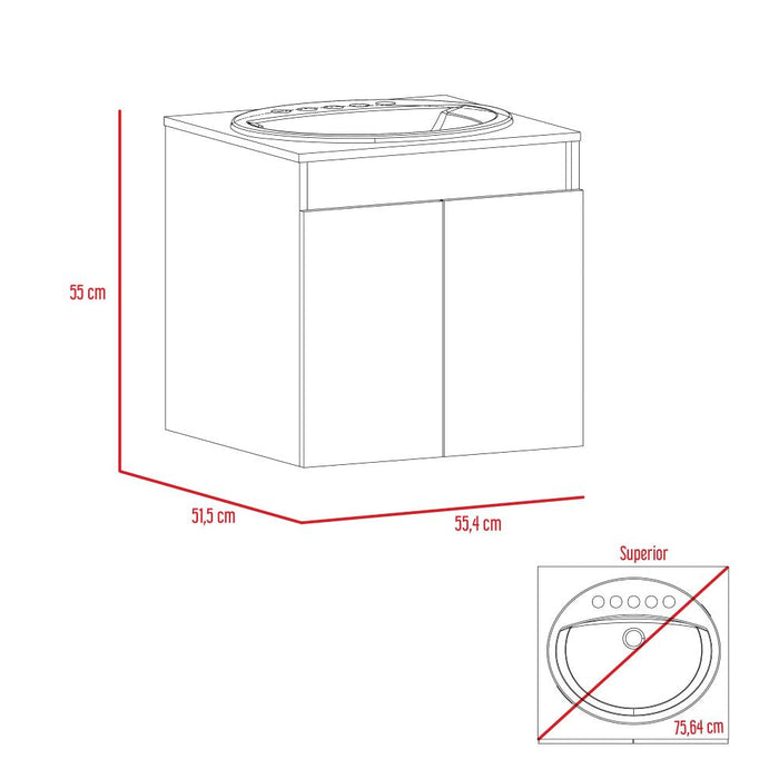 Mueble Lavamanos Orus, Wengue, con Espacio Para Ubicar Objetos de Aseo Cor