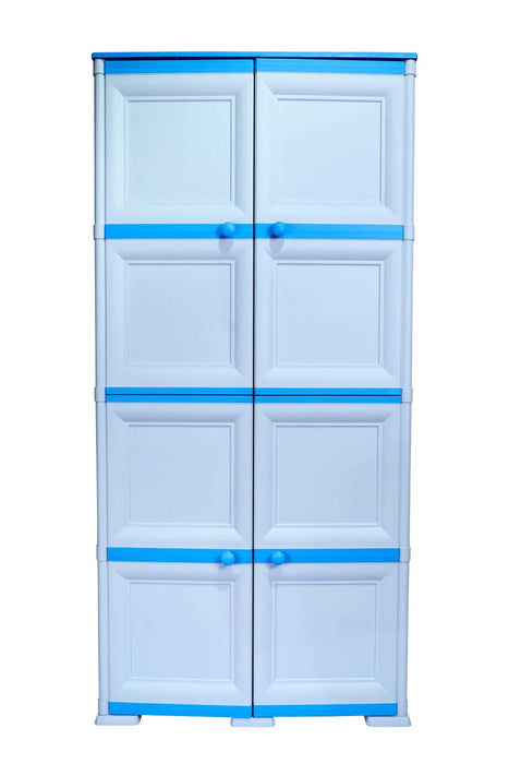 Mueble organizador elegance da vinci liso, infantil azul, con cuatro puertas batientes
