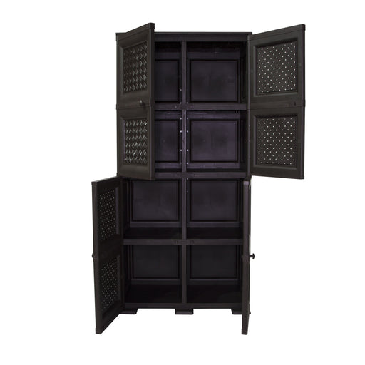 Mueble Organizador Elegance Rattan Da Vinci, Wengue, con Cuatro Puertas Batientes