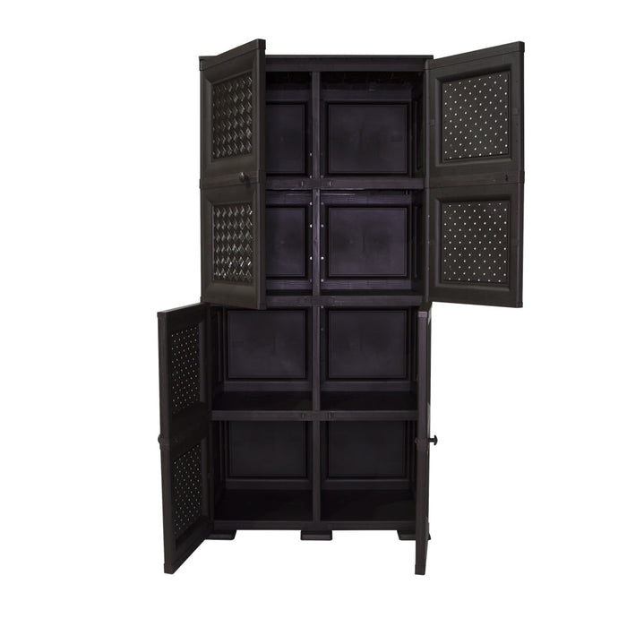 Mueble Organizador Elegance Rattan Da Vinci, Wengue, con Cuatro Puertas Batientes