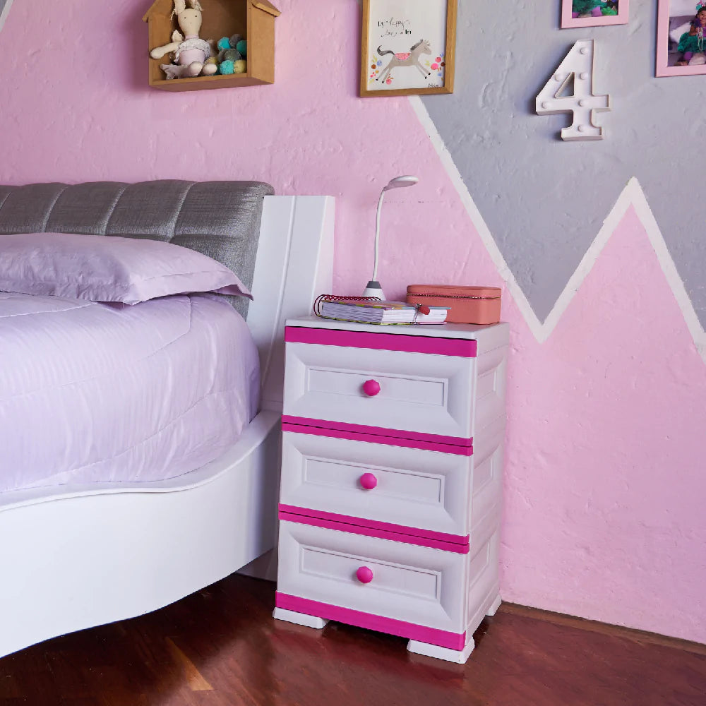 Mueble organizador elegance picasso, infantil fucsia, con tres