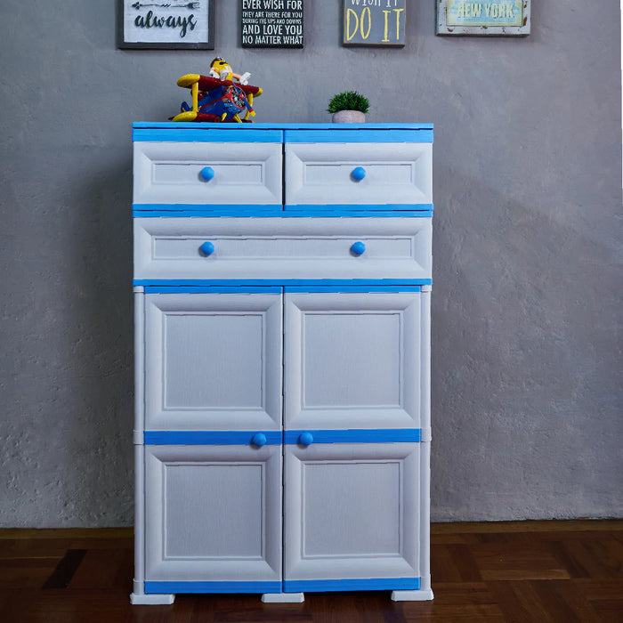 Mueble organizador elegance picasso, infantil azul, con tres cajones deslizable