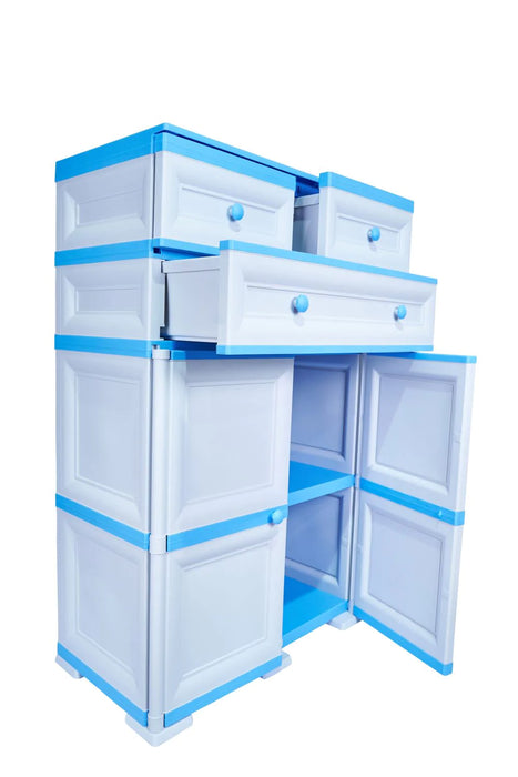 Mueble organizador elegance picasso, infantil azul, con tres cajones deslizable
