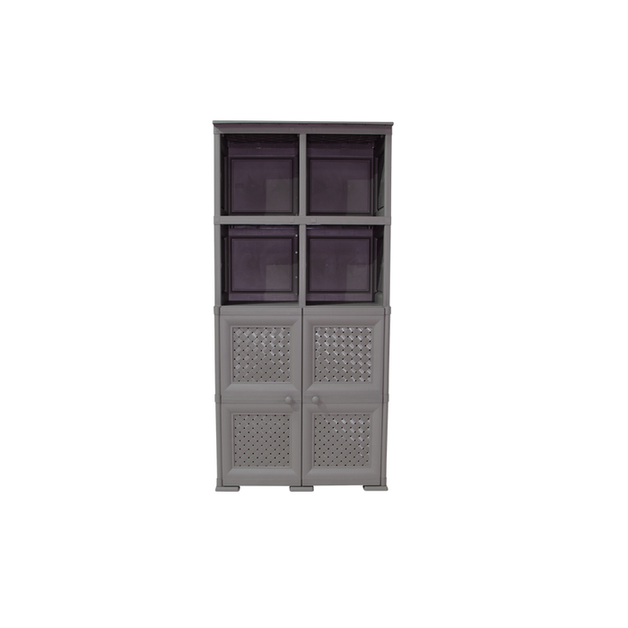 Mueble Organizador Elegance Rattan Monet, Cocoa, con Dos Puertas Batientes