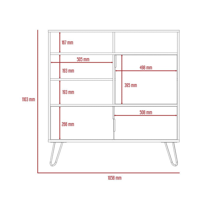 Mueble Organizador Burga, Avellana y Humo, con Cuatro Entrepaños Dobles