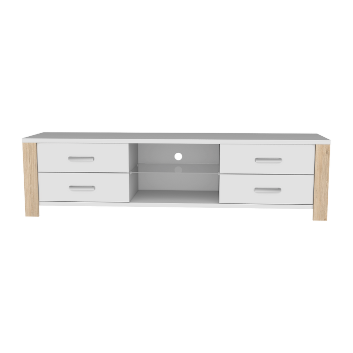 Mesa Para Tv Málaga, Blanco y Beige,  Para Televisor de 50 Pulgadas