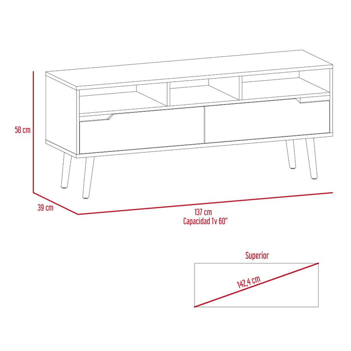 Mesa Para Tv Raichel, Café Claro y Blanco, Para Televisor de 60 Pulgadas