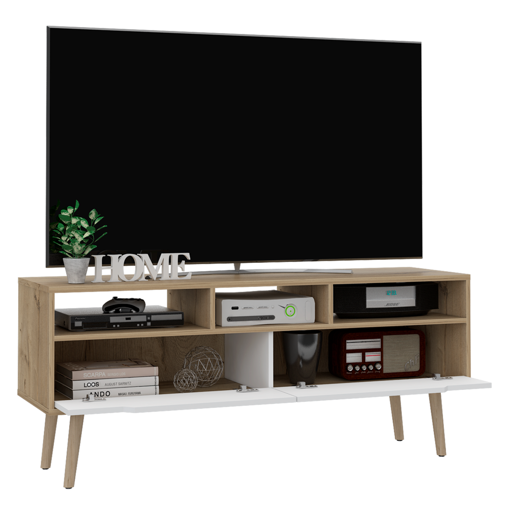 Mesa para tv tunez, blanco duqueza, para televisor hasta 70 pulgadas -  Madecentro