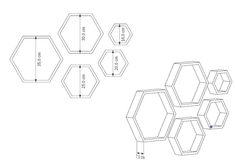 Set de repisas hexagonales grace, beige, x 5 unidades x2