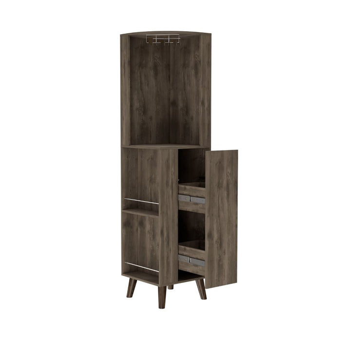 Bar Esquinero Telmo, Nogal, con 1 Cajonera Para Almacenamiento