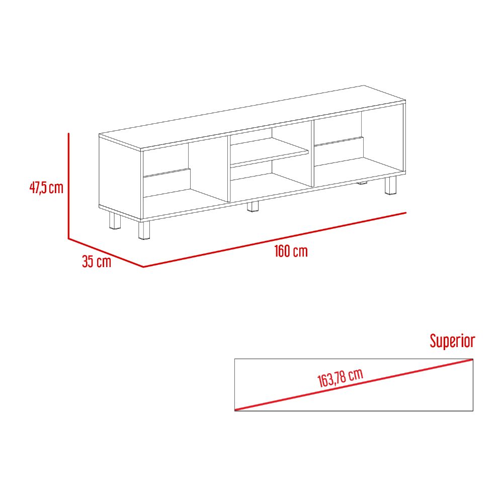 Mesa Para Tv Tunez, Wengue y Café Claro, Para Televisor Hasta 70 Pulgadas