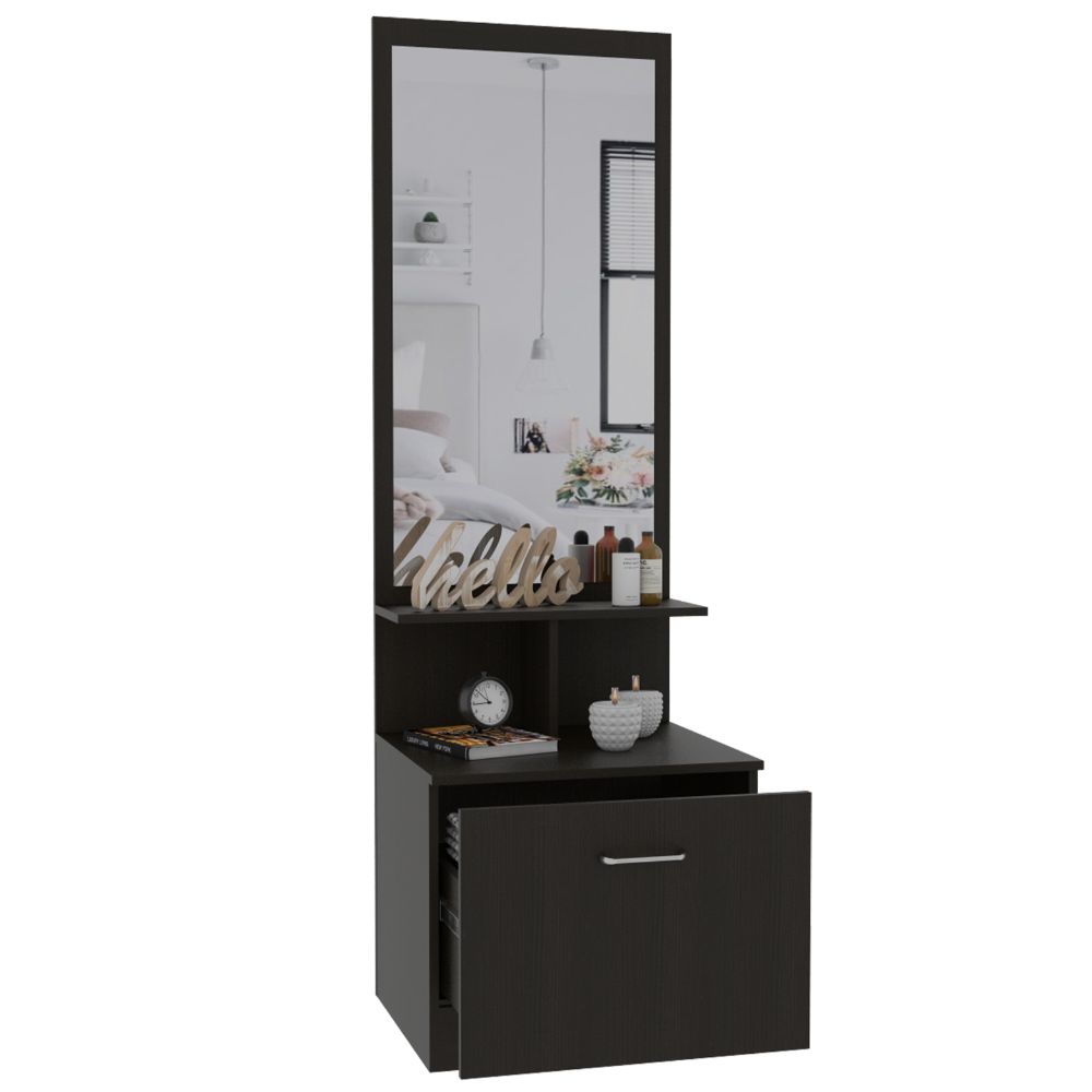 Tocador Zaha, Wengue, con Espejo y Un Cajón Organizador