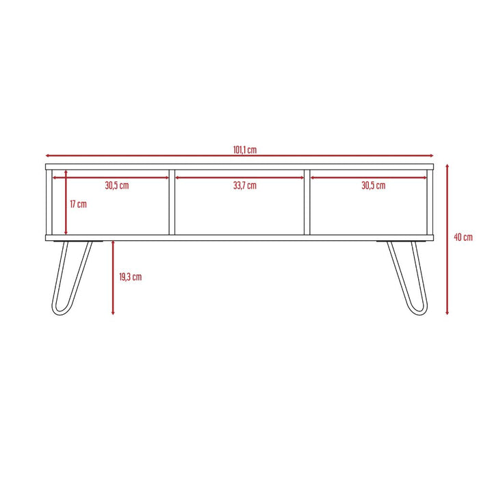 Mesa de Centro Vany, Miel y Plata Oscuro, con Amplio Espacio Para Elementos Decorativos