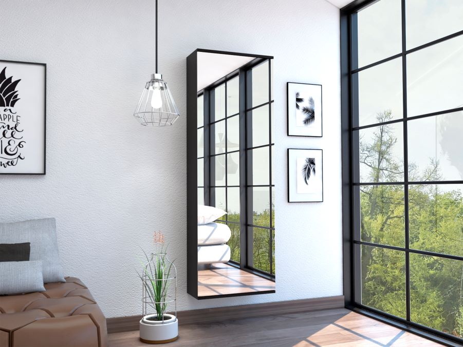 Zapatero Isia, Wengue, con Amplio Espacio de Almacenamiento Incluye Espejo