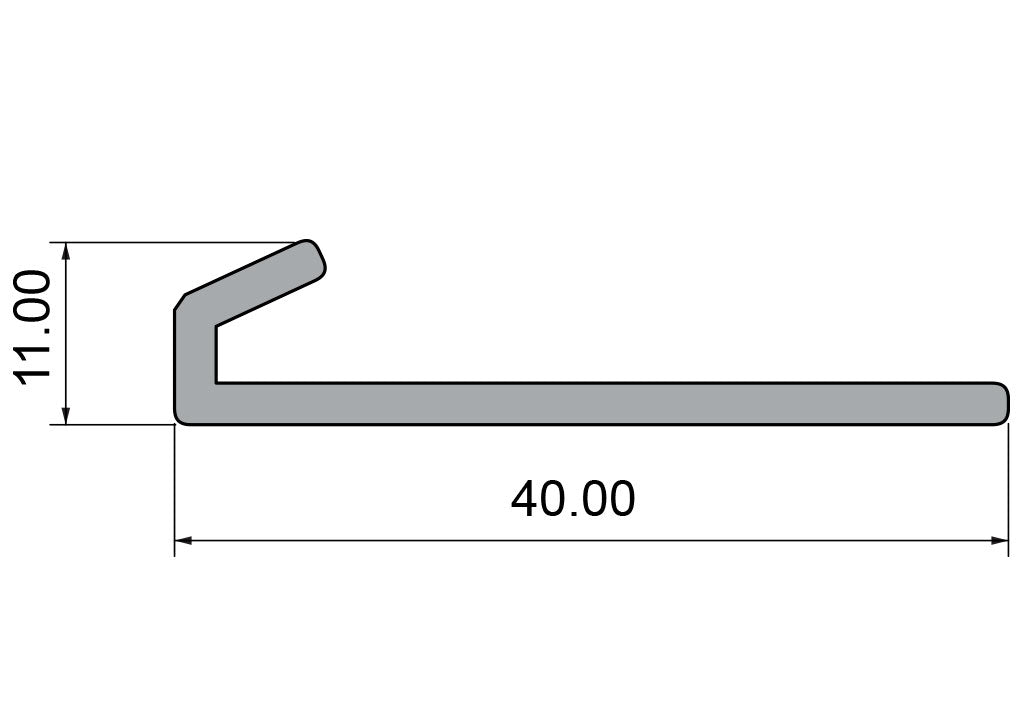 Perfil soporte aluminio  23b mueble x 3 m
