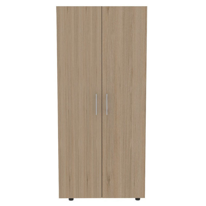 Closet Derek, Beige y Blanco, Dos Puertas Abatibles y Dos Tubos Cromados