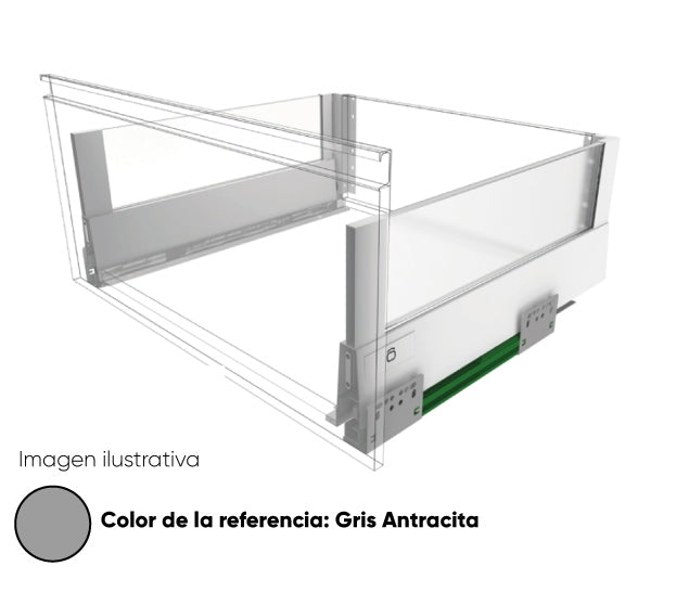 Cajón recto bonuit max gris antracita con vidrio 450mm