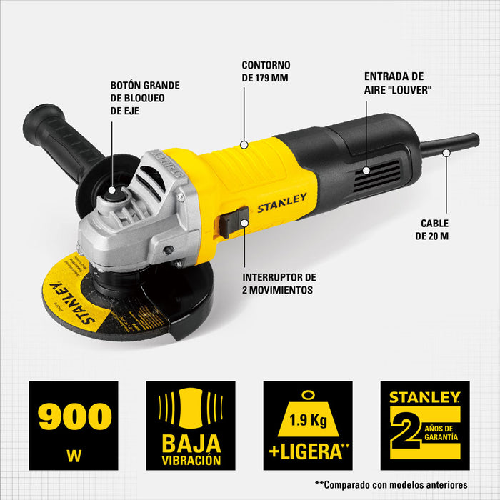 herramienta electricas e inalambricas pulidora angular de 4 1 2 115 mm 900w stanley stgs9115 b3 stanley stgs9115 b3 madecento