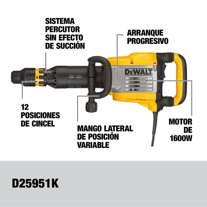 Martillo Demoledor 1600W SDS MAX 15A Dewalt - Demaco