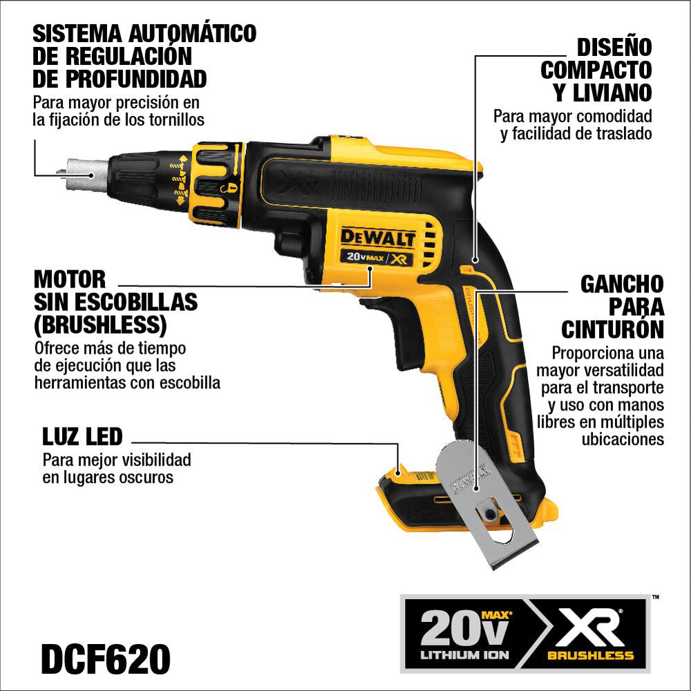 herramientas electricas taladros pistola atornilladora dewalt dcf620b madecentro 1