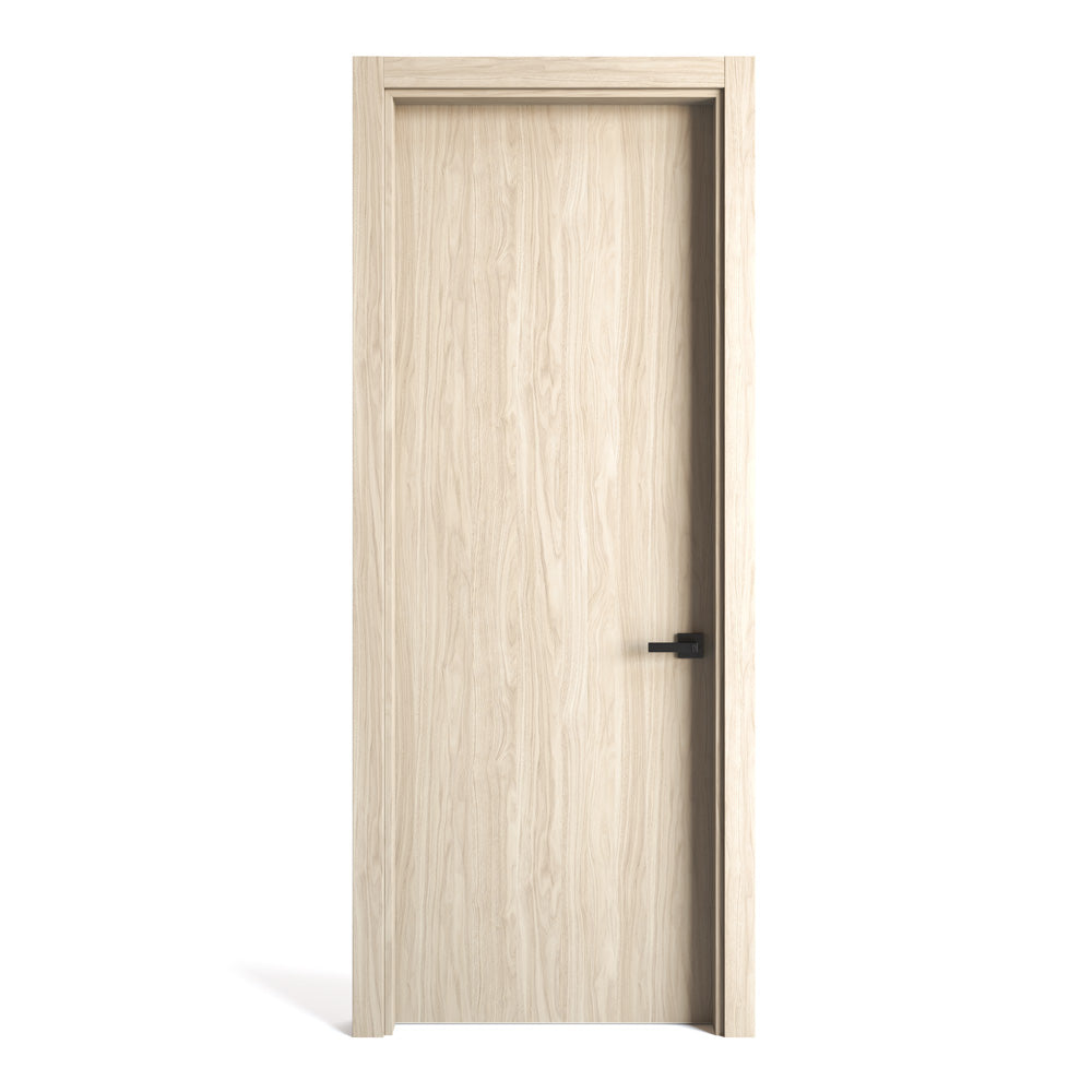 Kit puerta de madera melaminica veta vertical color nacar