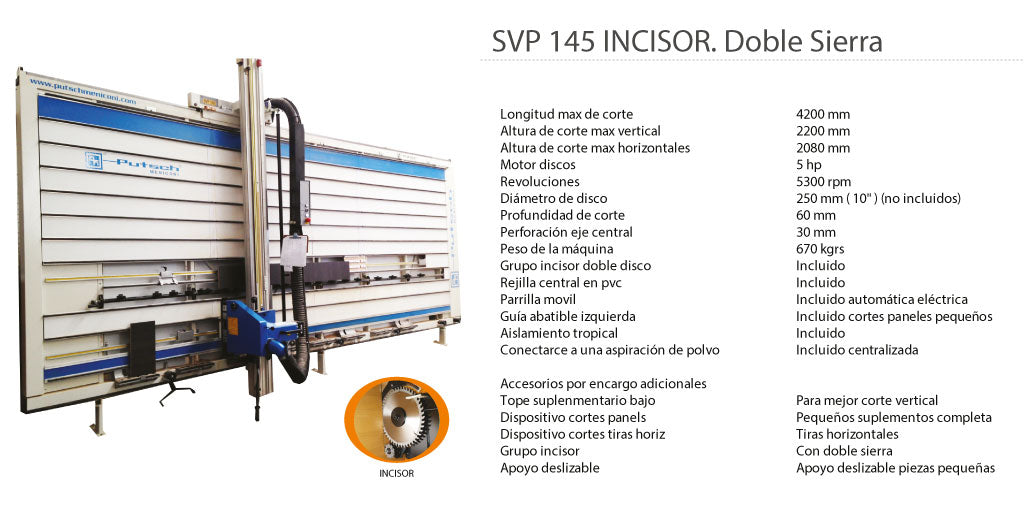 Sierra vertical svp-145 con incisor doble disco motor 5 hp - Putsch Meniconi