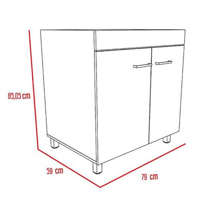 Mueble Lavadero Minox, Blanco, Material Resistente A La Humedad y Patas Metálicas