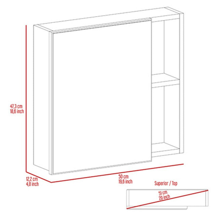 Gabinete de Baño Baham, Blanco, Incluye Puerta Espejo y Tres Entrepaños X2