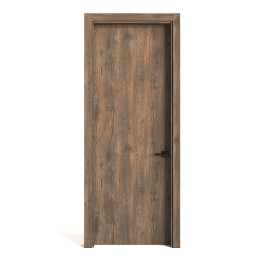 Kit puerta de madera melaminica veta vertical color bellota